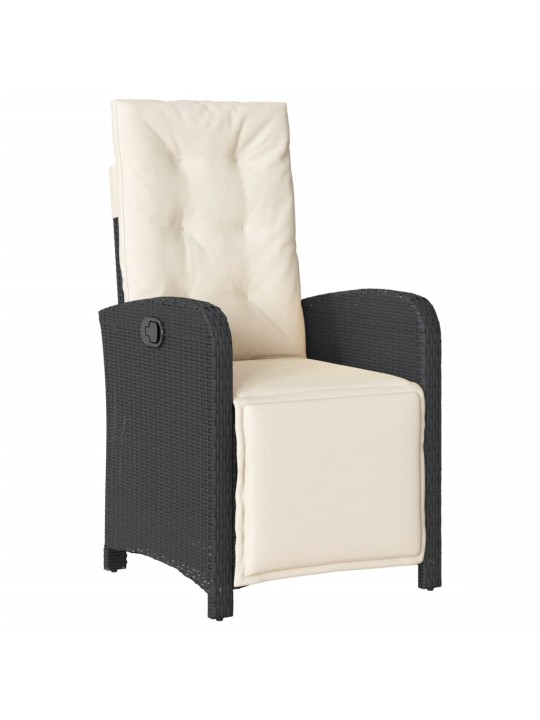 3dílný bistro set s poduškami černý polyratan