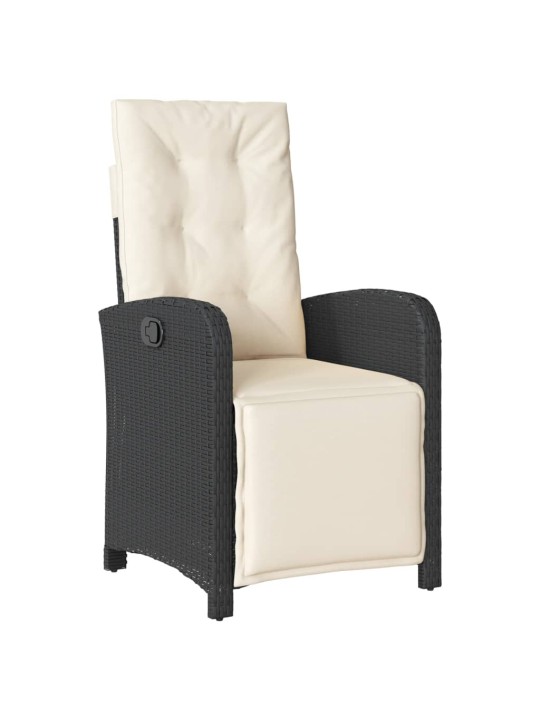 3dílný bistro set s poduškami černý polyratan