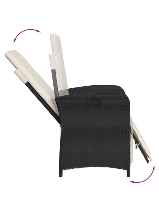 3dílný bistro set s poduškami černý polyratan