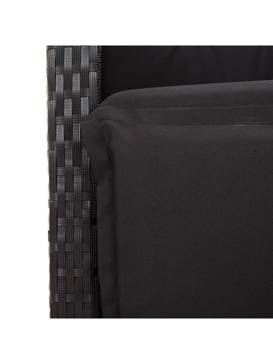 3dílný bistro set s poduškami černý polyratan