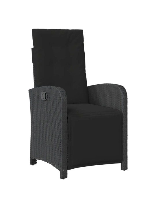 3dílný bistro set s poduškami černý polyratan