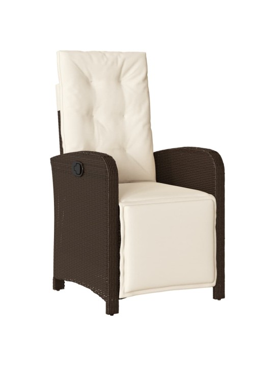 3dílný bistro set s poduškami hnědý polyratan