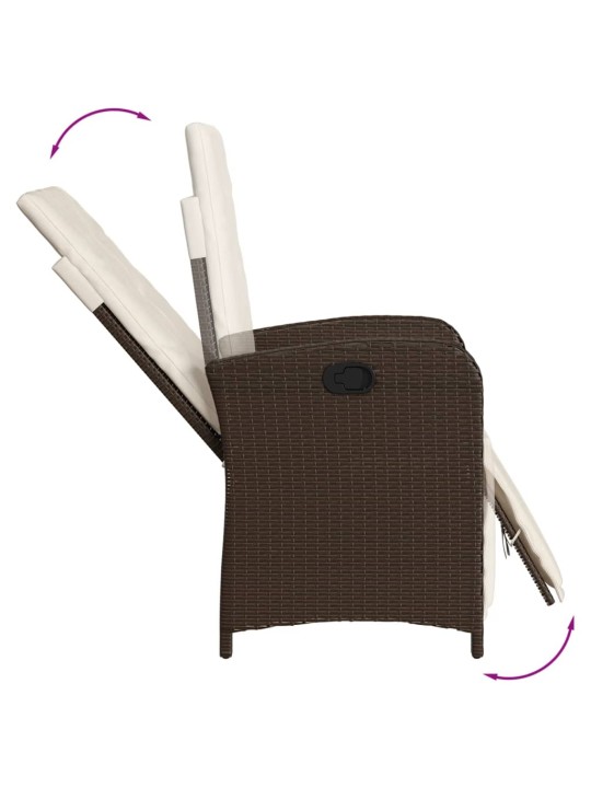 3dílný bistro set s poduškami hnědý polyratan