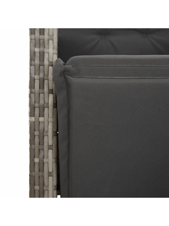 3dílný bistro set s poduškami šedý polyratan