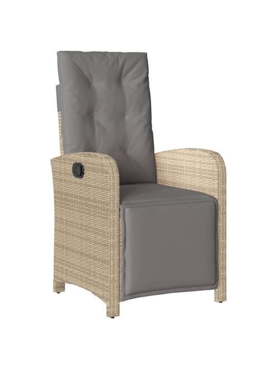 3dílný bistro set s poduškami béžový polyratan