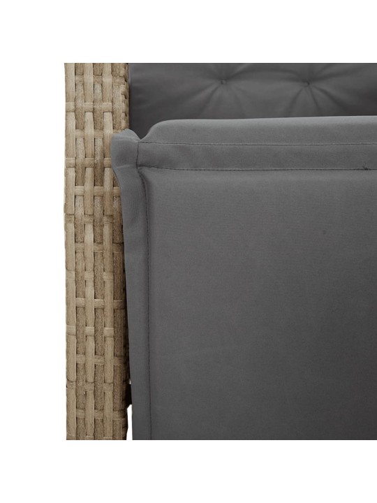 3dílný bistro set s poduškami béžový polyratan