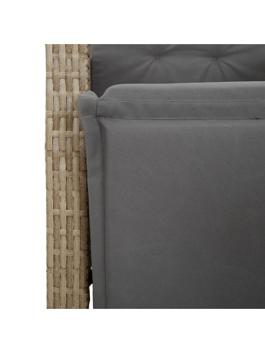 3dílný bistro set s poduškami béžový polyratan