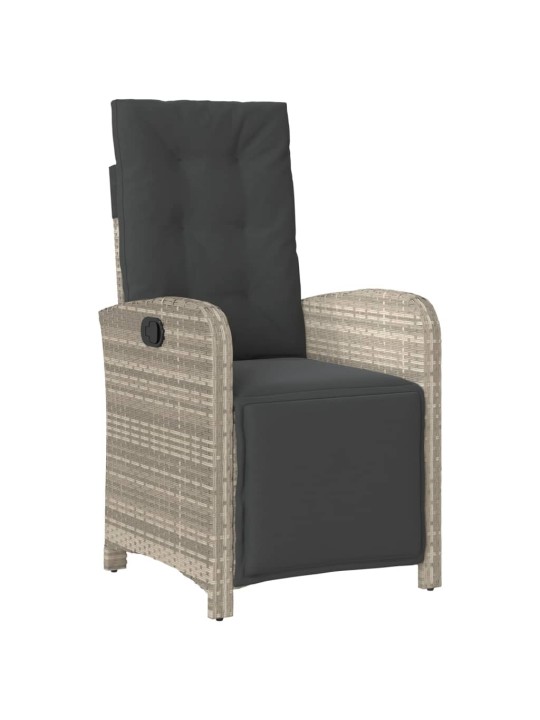 3dílný bistro set s poduškami světle šedý polyratan