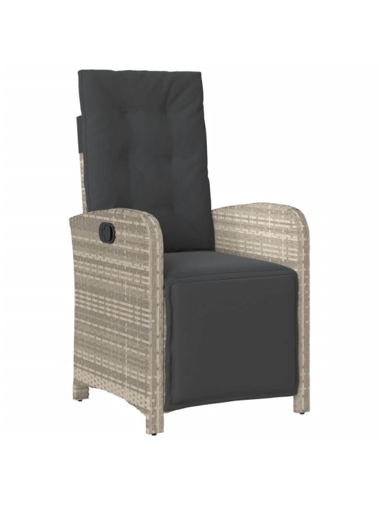 3dílný bistro set s poduškami světle šedý polyratan