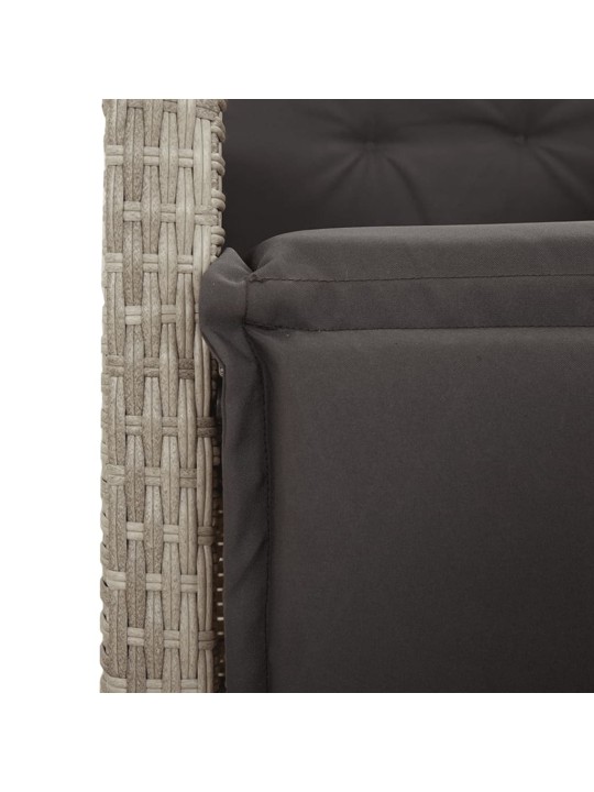 3dílný bistro set s poduškami světle šedý polyratan