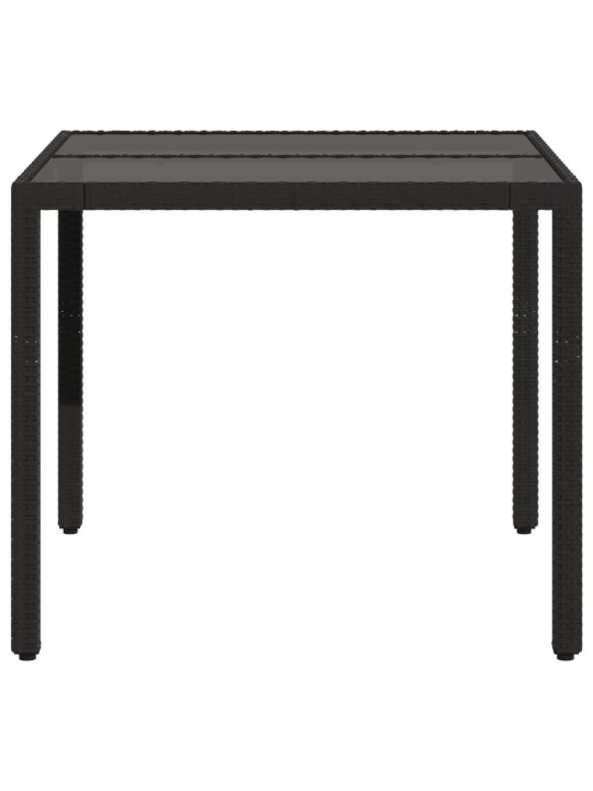 Zahradní stůl se skleněnou deskou černý 90x90x75 cm polyratan