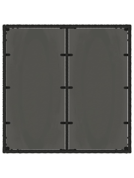 Zahradní stůl se skleněnou deskou černý 90x90x75 cm polyratan