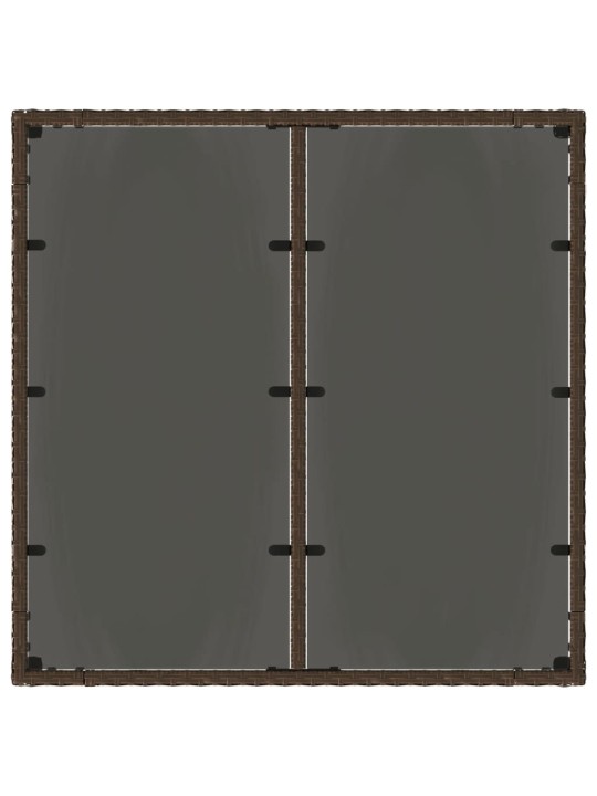 Zahradní stůl se skleněnou deskou hnědý 90x90x75 cm polyratan