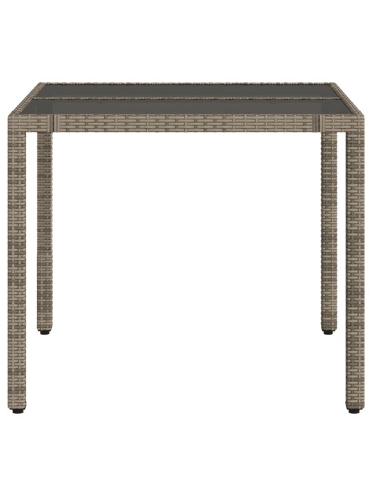 Zahradní stůl se skleněnou deskou šedý 90x90x75 cm polyratan