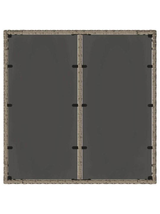 Zahradní stůl se skleněnou deskou šedý 90x90x75 cm polyratan
