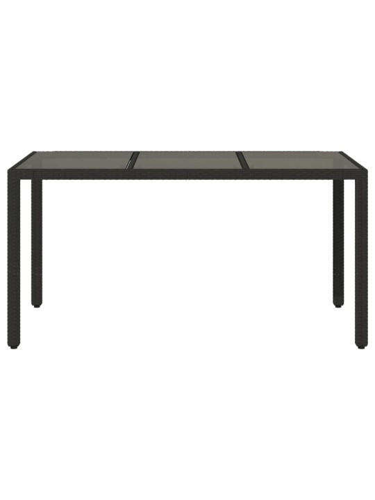 Zahradní stůl se skleněnou deskou černý 150x90x75 cm polyratan