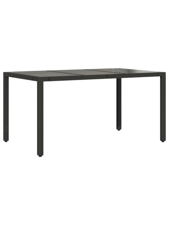 Zahradní stůl se skleněnou deskou černý 150x90x75 cm polyratan
