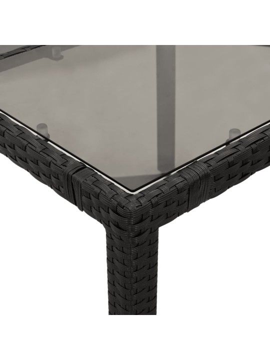 Zahradní stůl se skleněnou deskou černý 150x90x75 cm polyratan