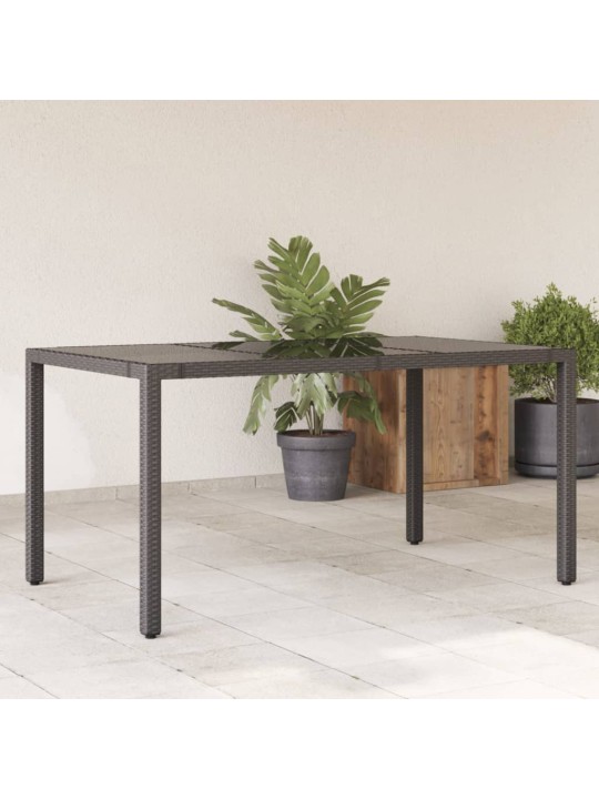 Zahradní stůl se skleněnou deskou černý 150x90x75 cm polyratan