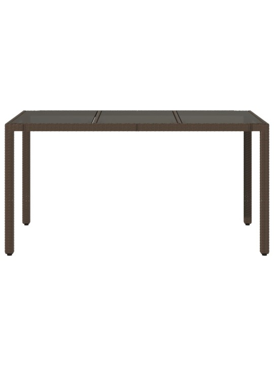 Zahradní stůl se skleněnou deskou hnědý 150x90x75 cm polyratan