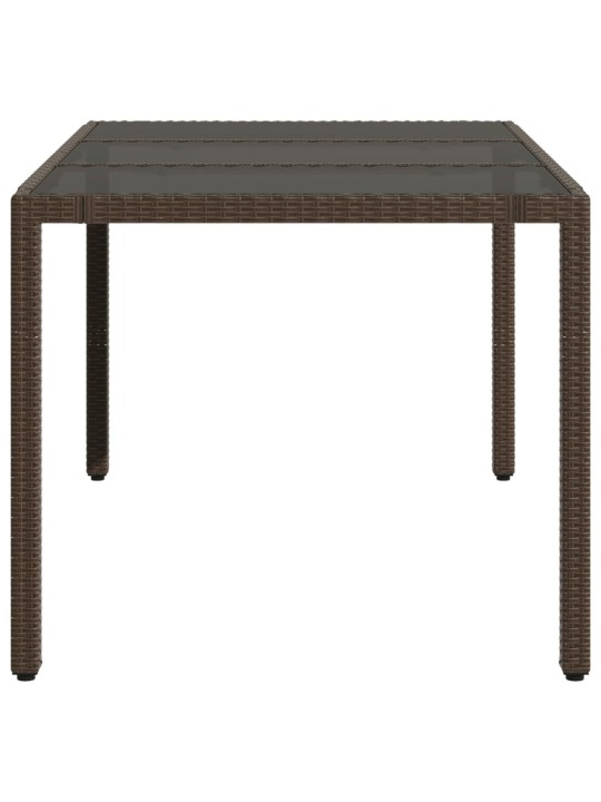 Zahradní stůl se skleněnou deskou hnědý 150x90x75 cm polyratan