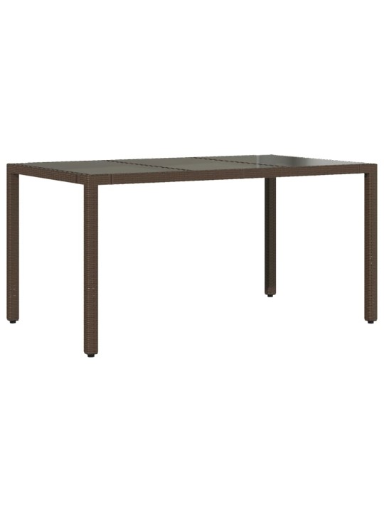 Zahradní stůl se skleněnou deskou hnědý 150x90x75 cm polyratan