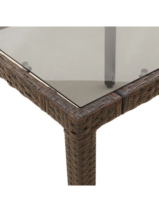 Zahradní stůl se skleněnou deskou hnědý 150x90x75 cm polyratan