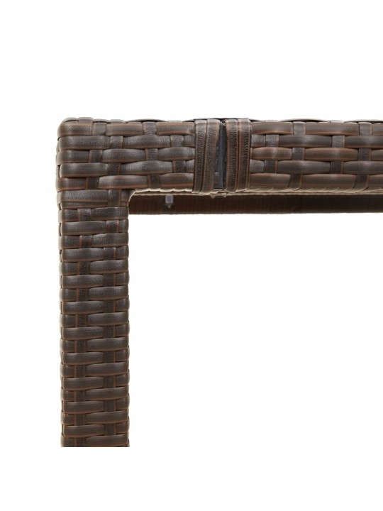 Zahradní stůl se skleněnou deskou hnědý 150x90x75 cm polyratan