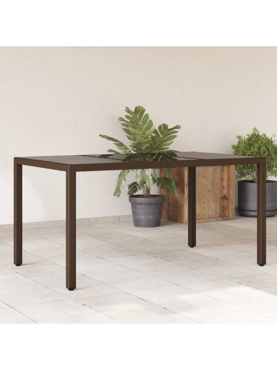 Zahradní stůl se skleněnou deskou hnědý 150x90x75 cm polyratan
