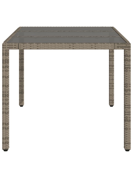 Zahradní stůl se skleněnou deskou šedý 150x90x75 cm polyratan