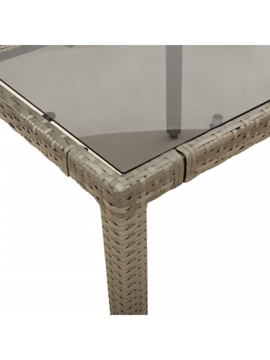 Zahradní stůl se skleněnou deskou šedý 150x90x75 cm polyratan