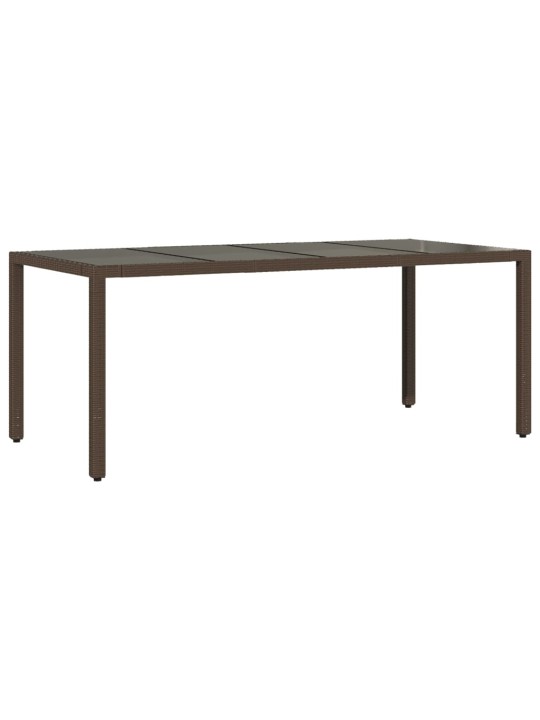 Zahradní stůl se skleněnou deskou hnědý 190x90x75 cm polyratan