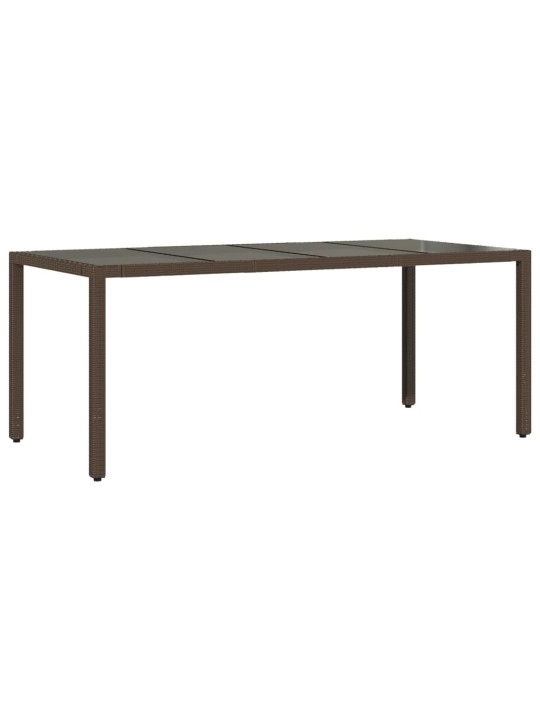 Zahradní stůl se skleněnou deskou hnědý 190x90x75 cm polyratan