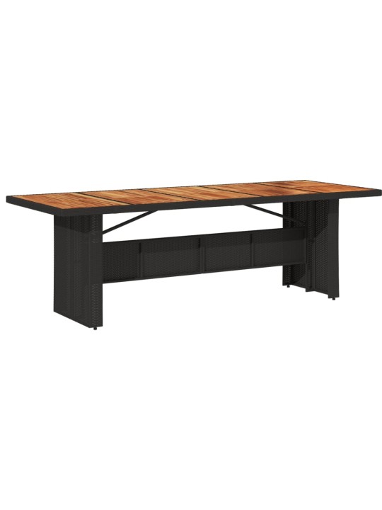 Zahradní stůl s akáciovou deskou černý 240x90x75 cm polyratan