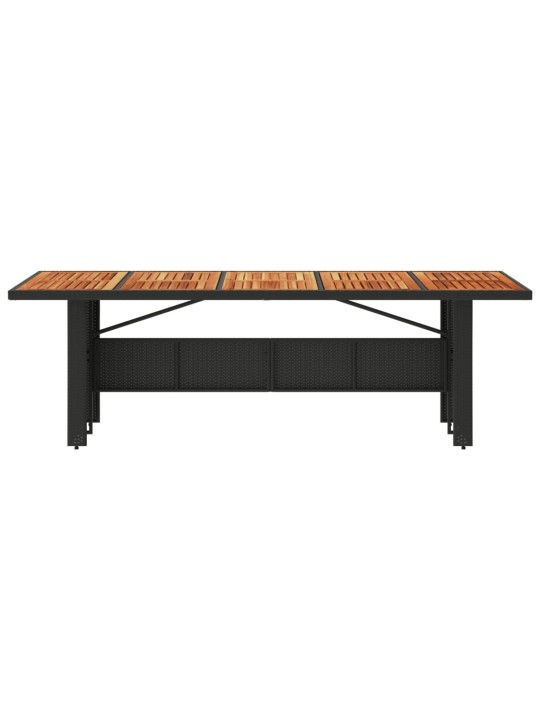 Zahradní stůl s akáciovou deskou černý 240x90x75 cm polyratan