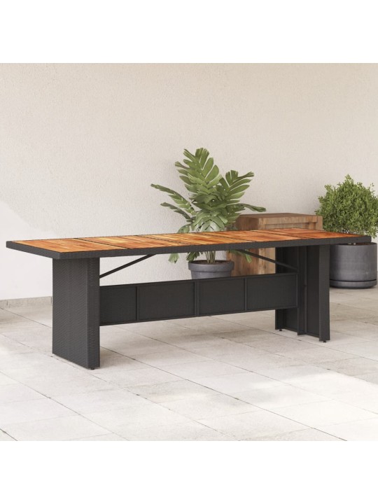 Zahradní stůl s akáciovou deskou černý 240x90x75 cm polyratan