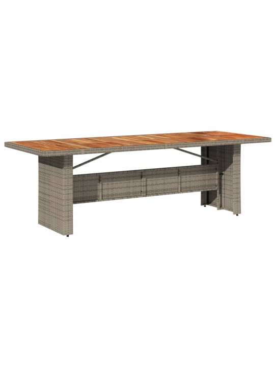 Zahradní stůl s akáciovou deskou šedý 240x90x75 cm polyratan