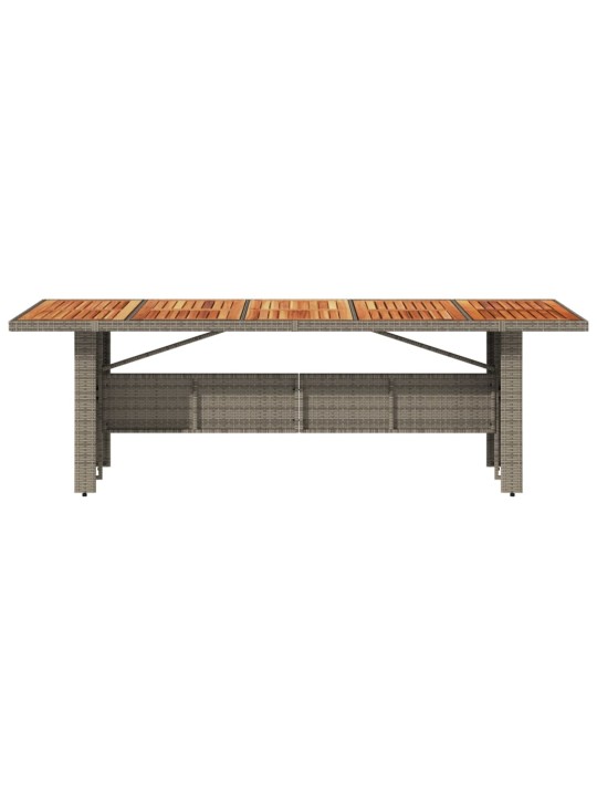 Zahradní stůl s akáciovou deskou šedý 240x90x75 cm polyratan