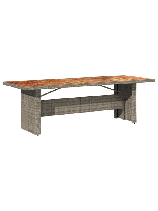 Zahradní stůl s akáciovou deskou šedý 240x90x75 cm polyratan