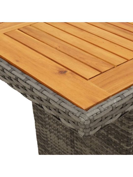 Zahradní stůl s akáciovou deskou šedý 240x90x75 cm polyratan