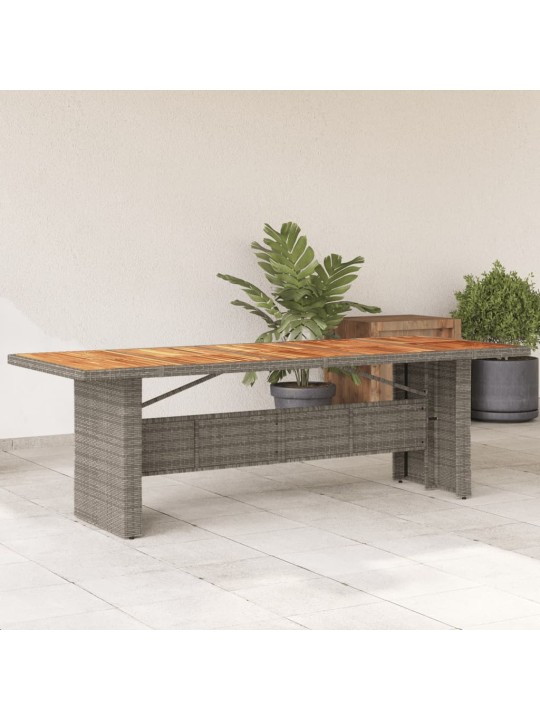 Zahradní stůl s akáciovou deskou šedý 240x90x75 cm polyratan