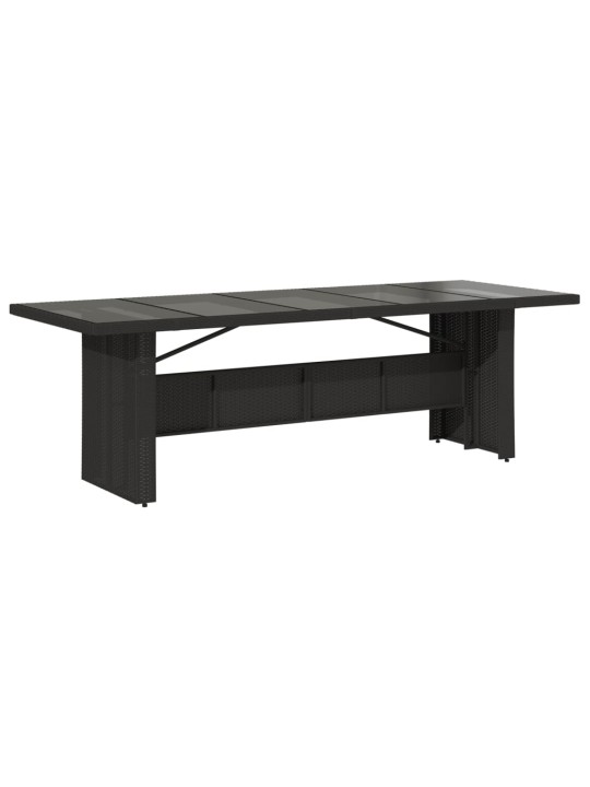 Zahradní stůl se skleněnou deskou černý 240x90x75 cm polyratan