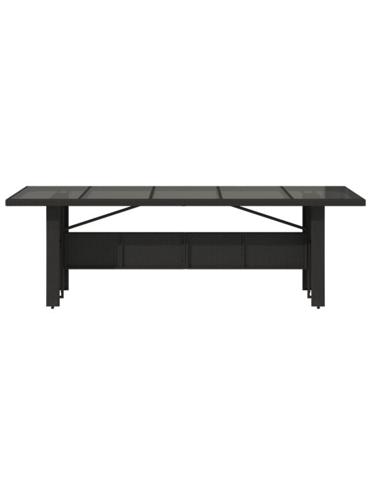 Zahradní stůl se skleněnou deskou černý 240x90x75 cm polyratan