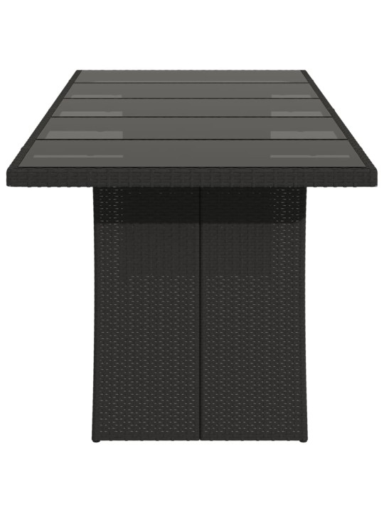 Zahradní stůl se skleněnou deskou černý 240x90x75 cm polyratan