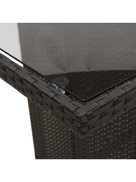 Zahradní stůl se skleněnou deskou černý 240x90x75 cm polyratan
