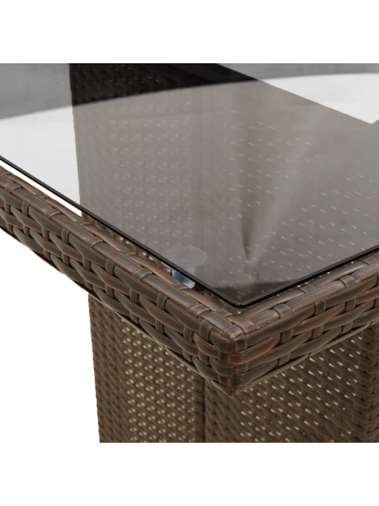 Zahradní stůl se skleněnou deskou hnědý 240x90x75 cm polyratan