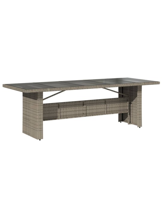 Zahradní stůl se skleněnou deskou šedý 240x90x75 cm polyratan
