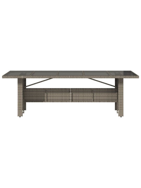 Zahradní stůl se skleněnou deskou šedý 240x90x75 cm polyratan