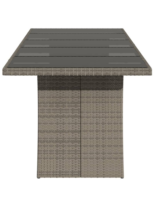 Zahradní stůl se skleněnou deskou šedý 240x90x75 cm polyratan