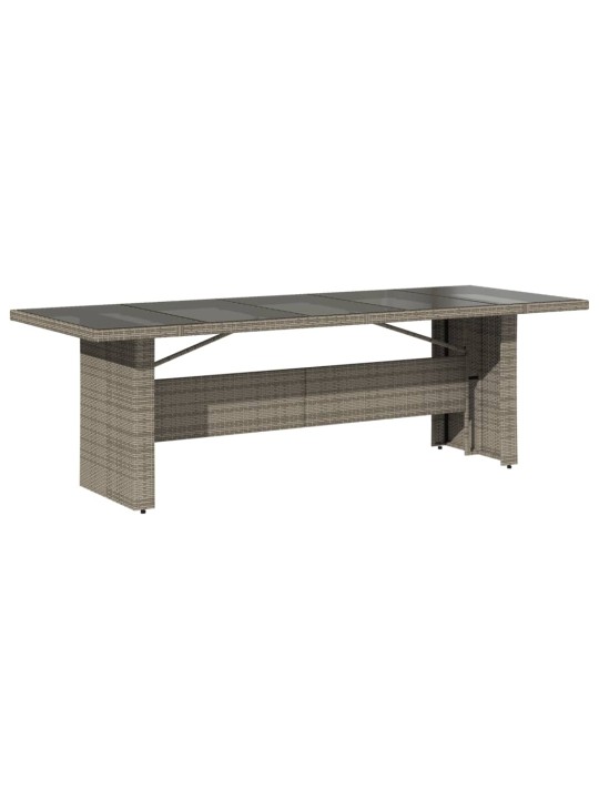 Zahradní stůl se skleněnou deskou šedý 240x90x75 cm polyratan